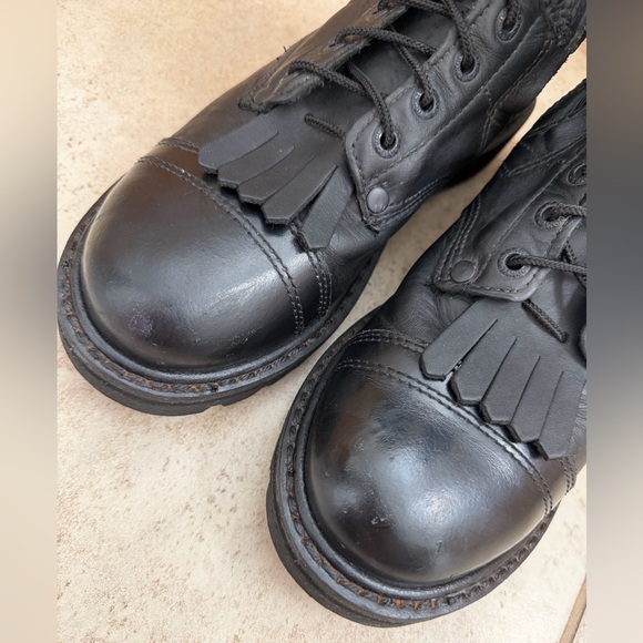 Rocky Black Leather 10” Paraboot Combat Moto Military Jumper Kiltie Boots, 7.5 - Picture 6 of 13